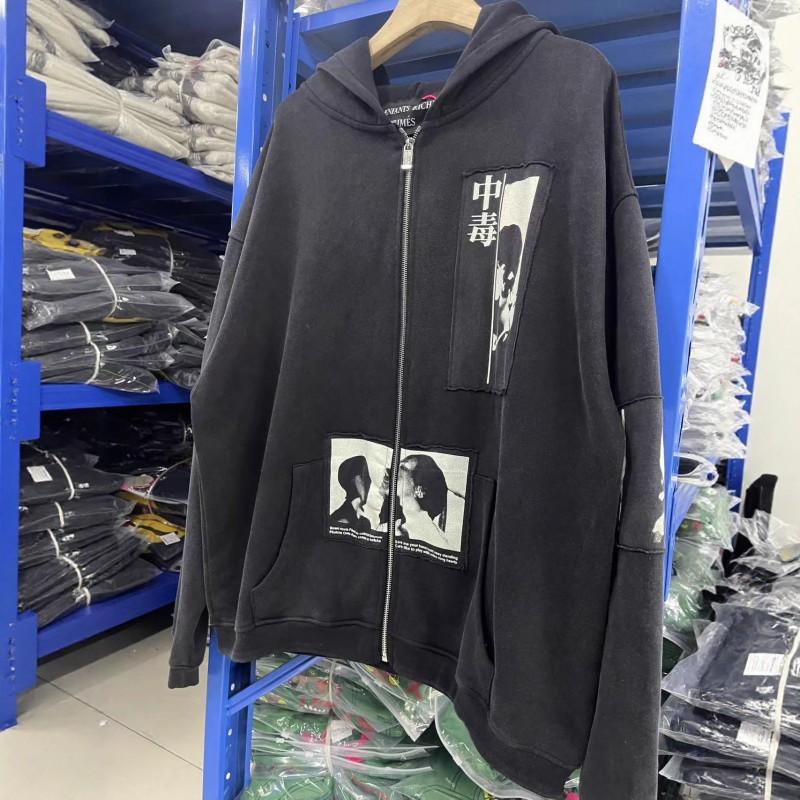 Мужская оверсайз толстовка с капюшоном на молнии Streetwear Хлопковая смесь Повседневный топ