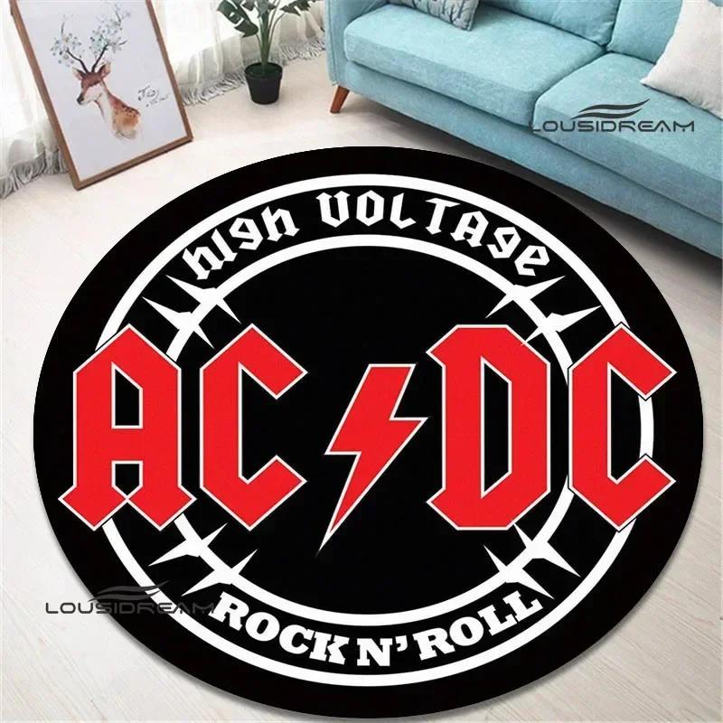 Rock band AC/DC retro printed round carpet bedroom beautiful carpet non -slip door pad floor mats area rug birthday gift