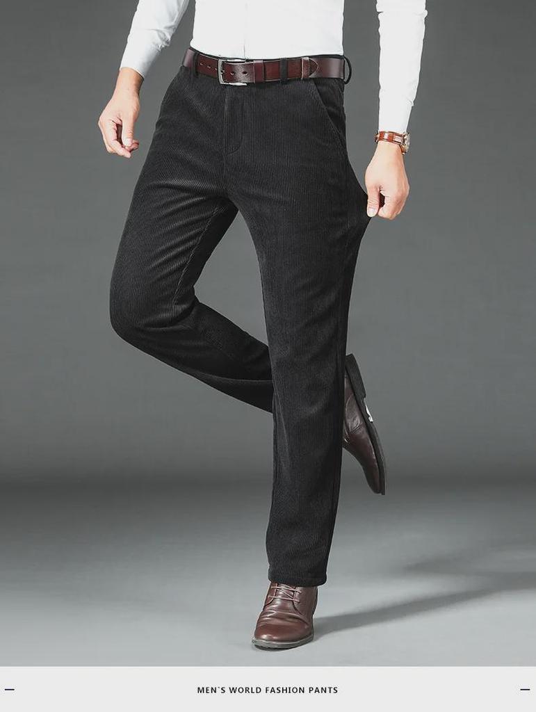 Мужские повседневные деловые брюки из флиса Sea Island Plus Velvet Stretch