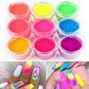 8 Colors Neon Pigment Nail Powder Dust Glitter Gradient Iridescent Acrylic With Brush