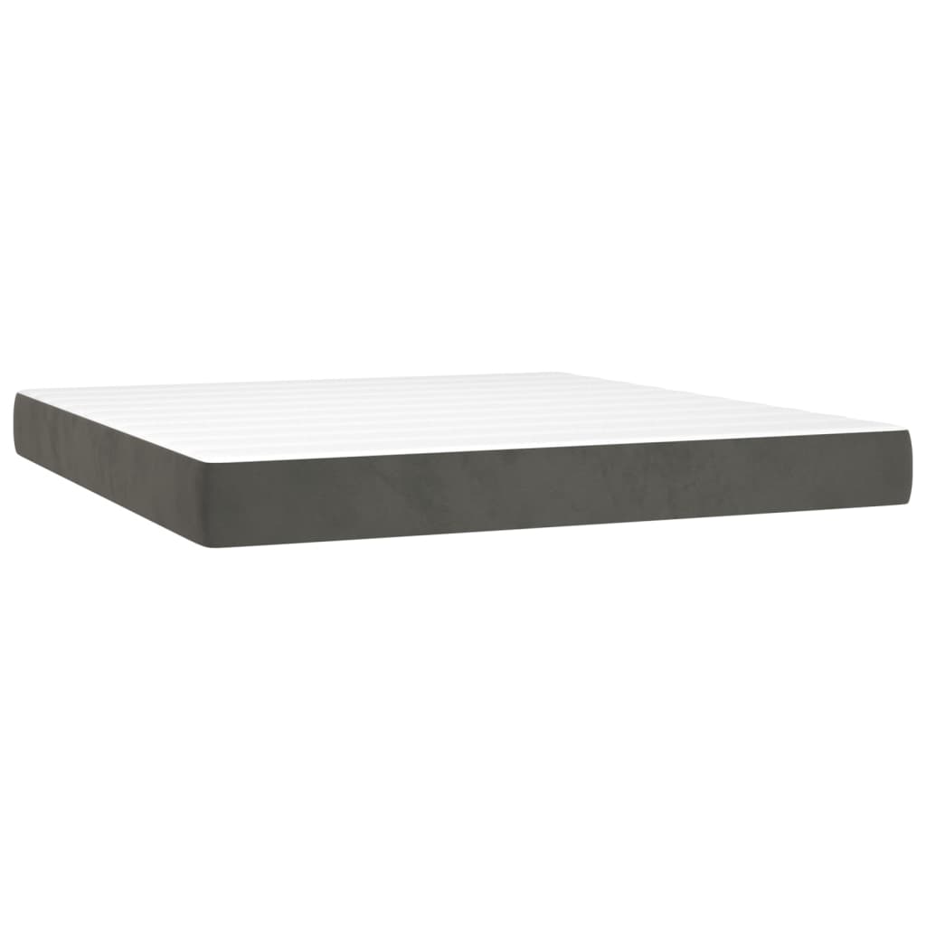 Box Spring Bed with Mattress Dark Gray 200x200 cm Velvet