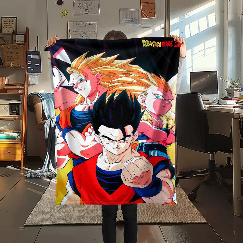 Фланелевое одеяло с принтом персонажей Dragon Ball, Высококачественное, Удобное для всех сезонов, Декор для дома, Тепло и уют, Идеально для рождественских подарков