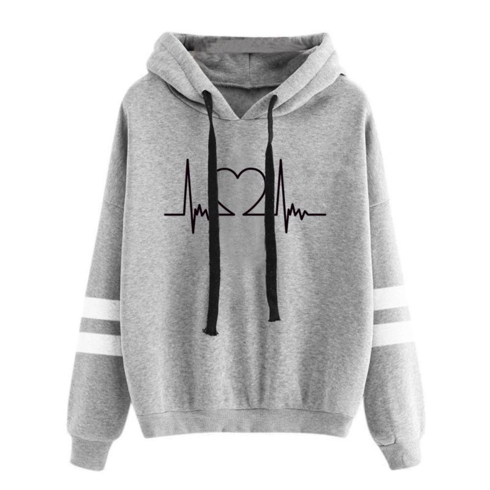 2025 European and American autumn and winter new women's clothing jacket printed loose pocket hooded long sleeve