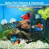 Betta Fish Hideout Cave with Hammock Bed Hollow Tunnel Fish Tank Accessories Aquarium Decorations for Crayfish Shrimp Small Fish