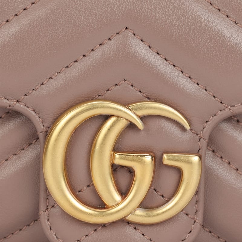 Gucci Кожаная сумка через плечо GG Marmont, Сумка на плечо Extra Mini Женская Цвет Молочный чай Нюдовый 476433-DSVRT-5729