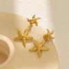 Plated Gold Trendy Starfish Earrings Stylish Gold Alloy Star Shape Earrings For Women For Autumn