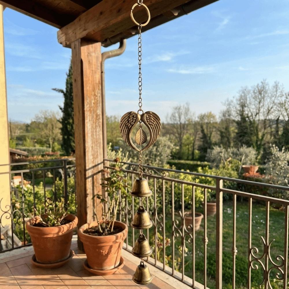 with Bell Vintage Wind Chime Hollow Design Wall Hanging Decoration Outdoor Garden