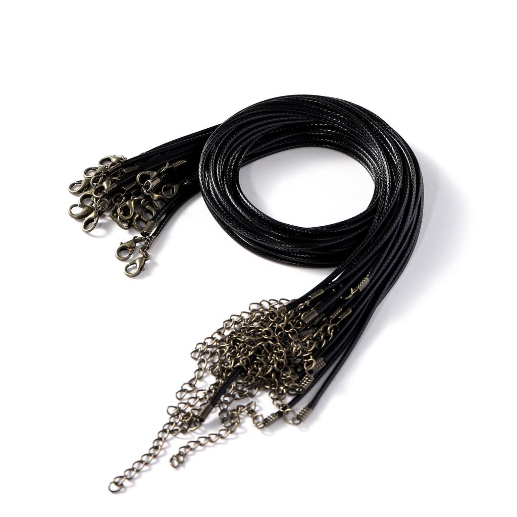10Pcs 1.5/2mm Leather Adjustable Braided Rope Bronze Lobster Clasp Tail Chain Connector for DIY Necklace Pendant Jewelry Making