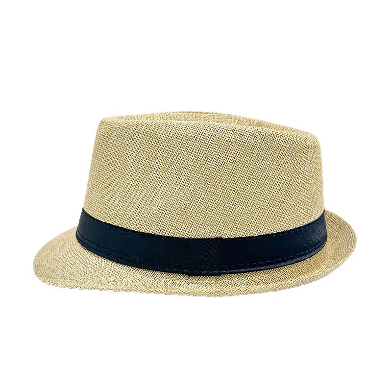 British Jazz Fedora: Solid Color Ribbon, Roll Brim, Unisex Sun Straw Hat