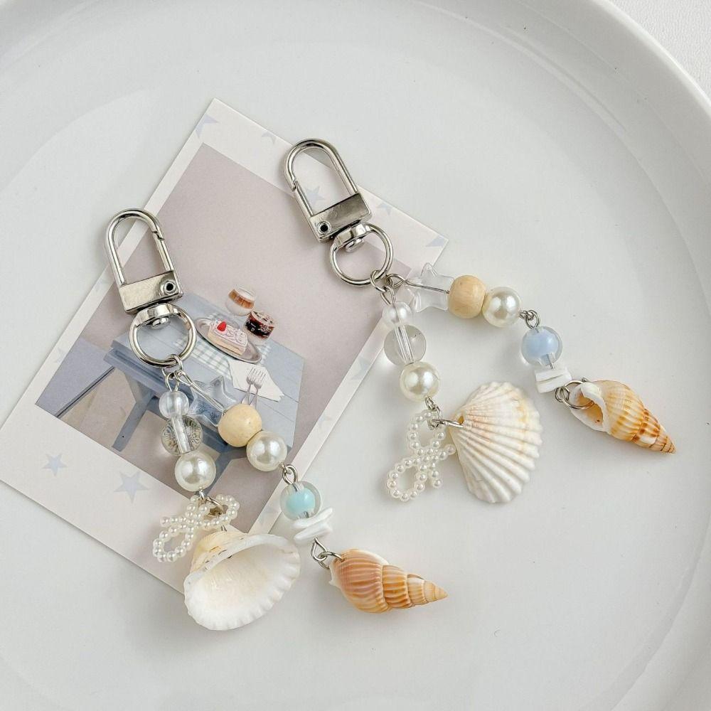 Blue Color Phone Lanyard Seashell Seashell Keychain Cute Starfish Keychain Summer Accessory