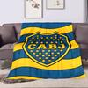 CABJ Shield with Stars on Blue & Yellow Patterned flannel blanket perfect for the bedroom living room, sofa, or a little nap