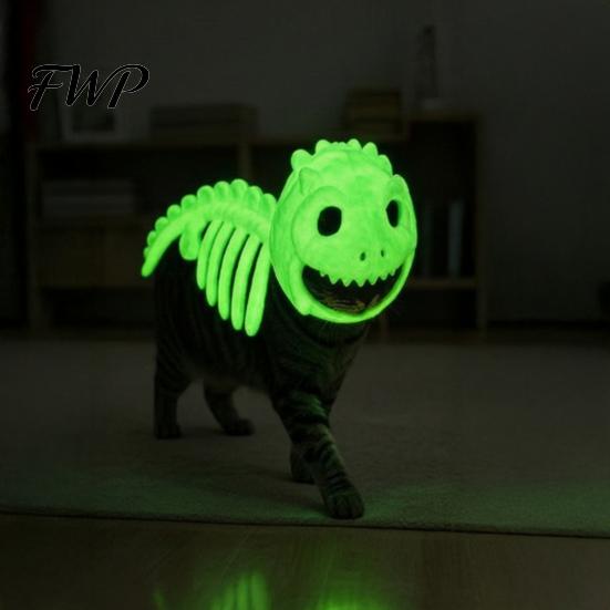 Soft Plush Cat Outfit Dinosaur Skeleton Costume, Glow-in-the-dark Pet Outfit, Cute Cape for Cats Apparel Halloween, Cosplay Party Clothes