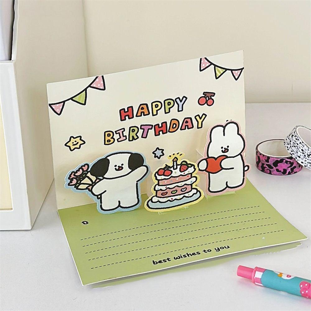 Cute Dog Birthday Card 3D Greeting Card Postcard Puppy Gift Card Blessing Message