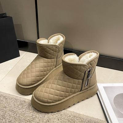 Зимние ботинки на толстой подошве, женские, с мехом, новые, зимние, с ворсом, утолщенные, женские, теплые, из северо-восточного хлопка