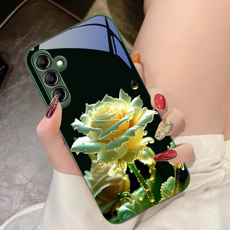 Стеклянный чехол для телефона Samsung Galaxy A14 4G 20 30 52 20S 21S 22 A25 32 33 34 42 50 51 53 54 70 71 72 73 5G Чернильная гора Камелия