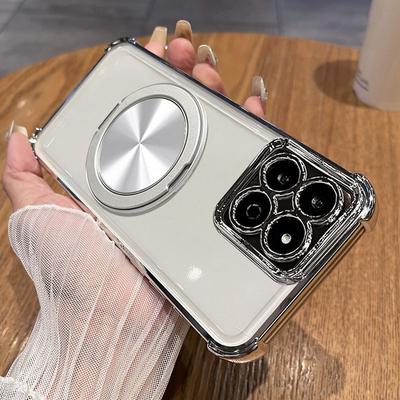 Чехол для Honor X6C X7C Модный прозрачный гальванизированный 360° вращающийся кронштейн ТПУ противоударная крышка для Honor X 6 7 C Funda