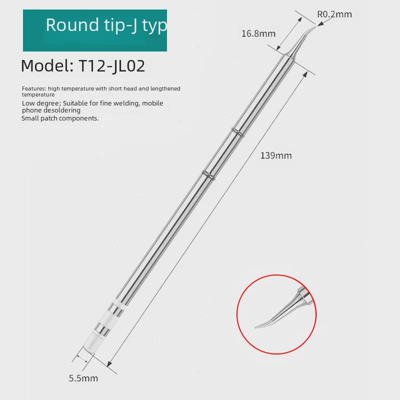 Жало паяльника T12 со встроенным нагревательным сердечником, паяльная станция с белым светом, универсальное лезвие ножа, подкова, специальное заостренное T12-K/B/I