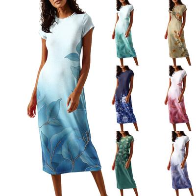 Женские платья миди с коротким рукавом и воротником-хомут, весна-лето, вечернее платье