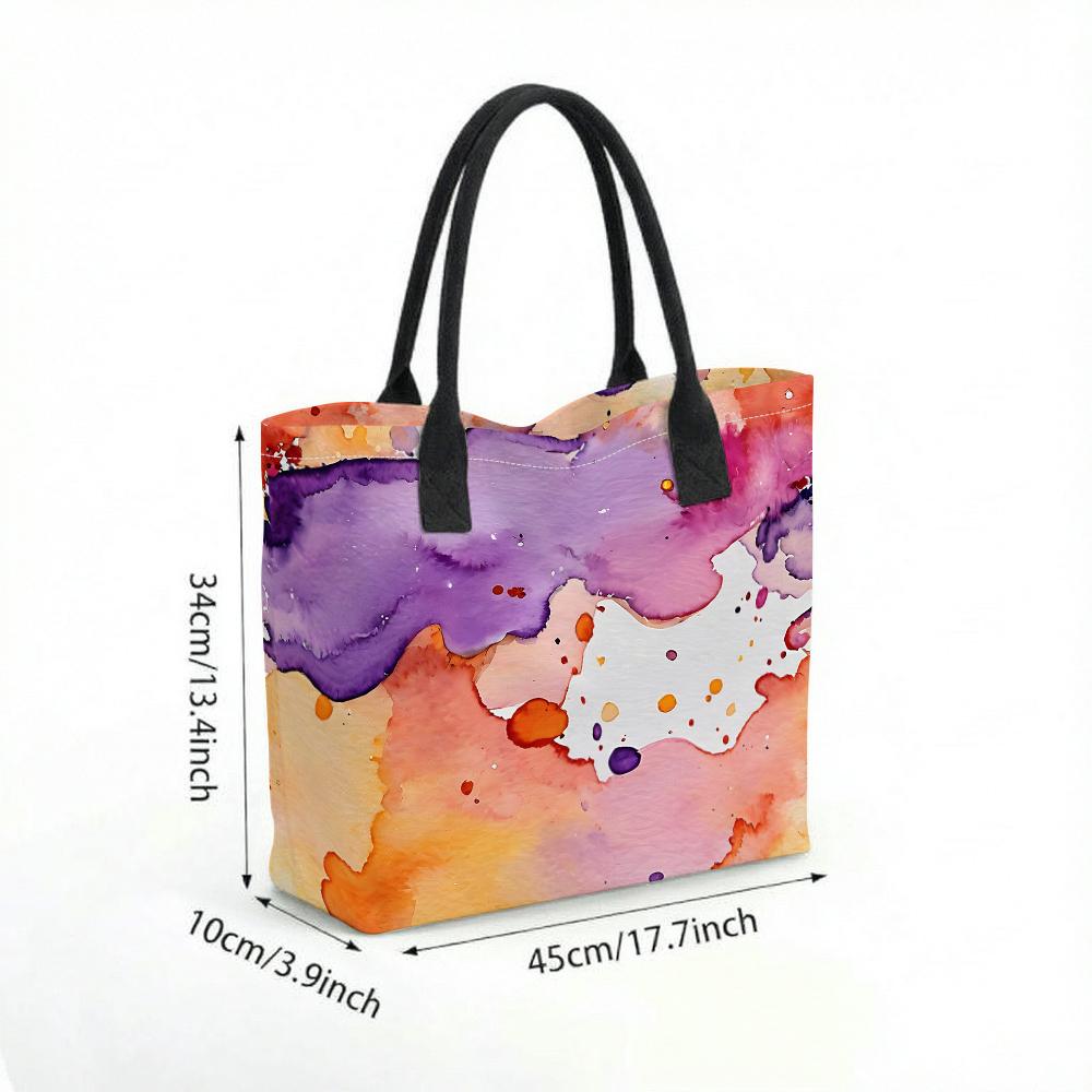 Watercolor Tote Bag Fashion Large Capacity Canvas Shoulder Bag for Daily Use