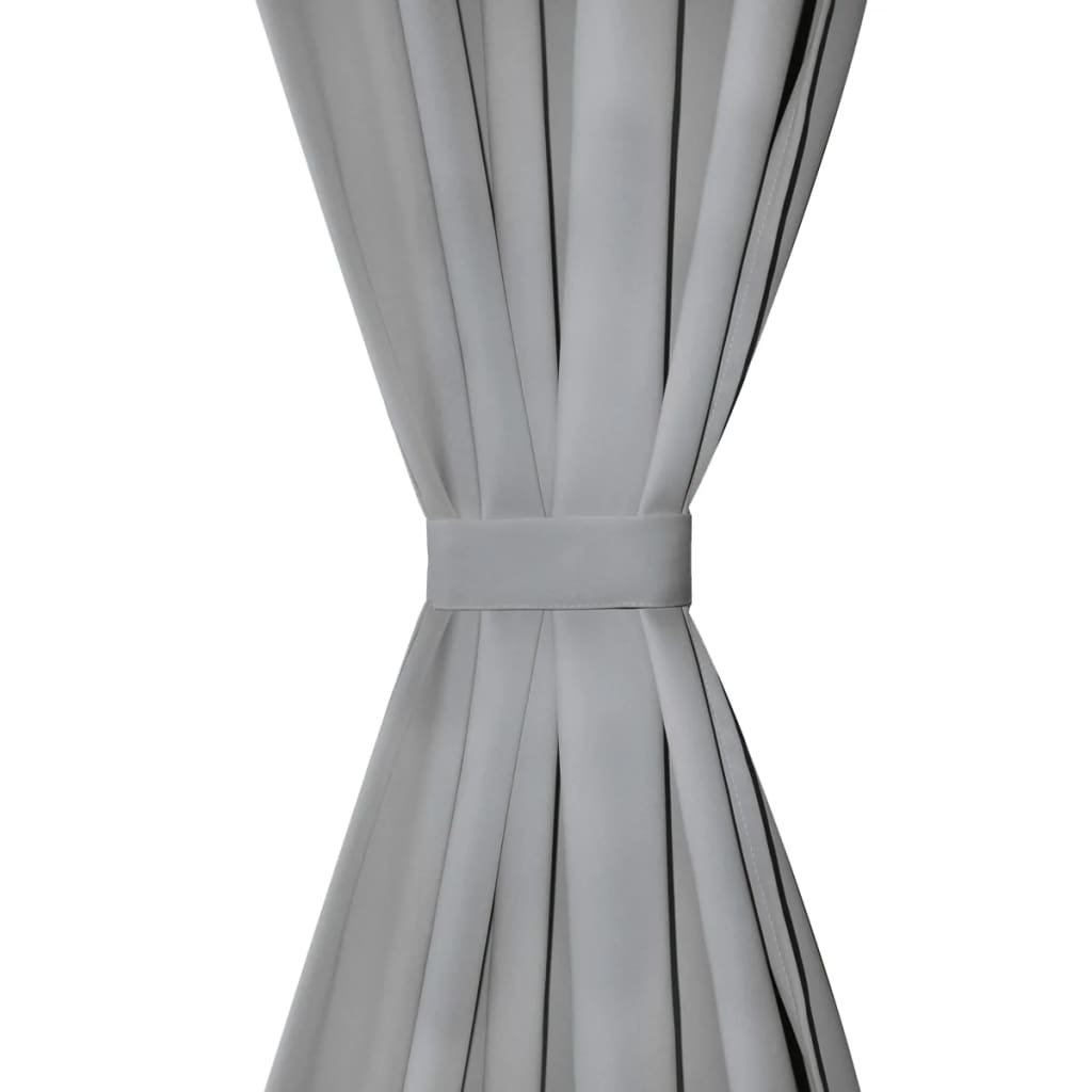 Micro Satin Curtains with Loops 2 Pieces 140 * 225 cm Gray