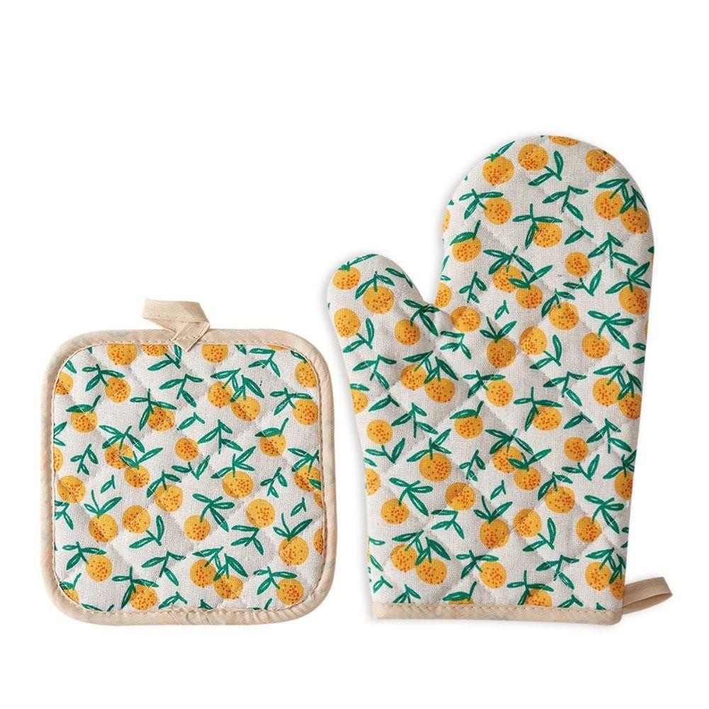 2 pcs Heat-Resistant Oven Gloves Cotton Lining Insulated Glove Multi-purpose Baking Oven Mitts BBQ