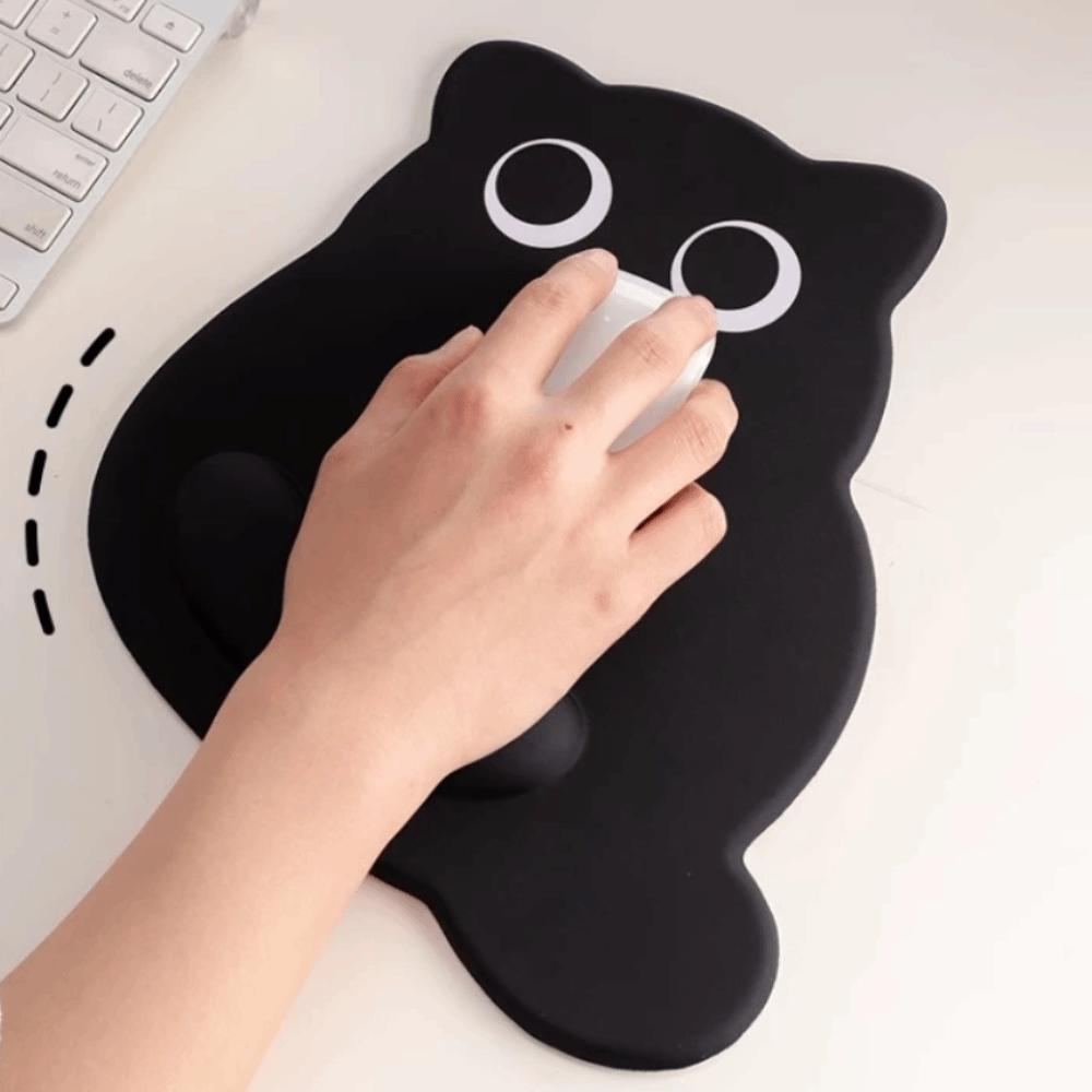 Cartoon Cat Large Mouse Mat Wrist Pad Kawaii Cat Mouse Pad Black Cat Mouse Pads  Office Desk
