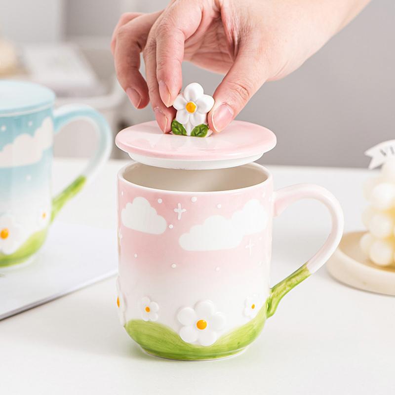 Ceramic Coffee Mug Creative Flower Cup for Office and Home Christmas Birthday Surprise for Friends Family or Flower Lovers