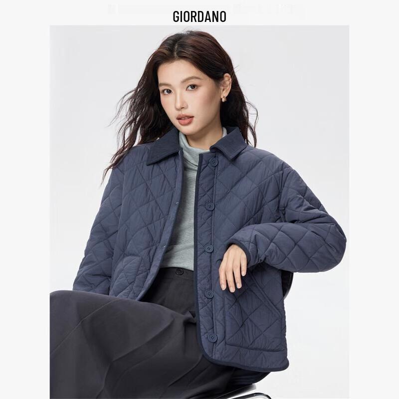 Giordano Women's Quilted Corduroy Lapel Padded Jacket