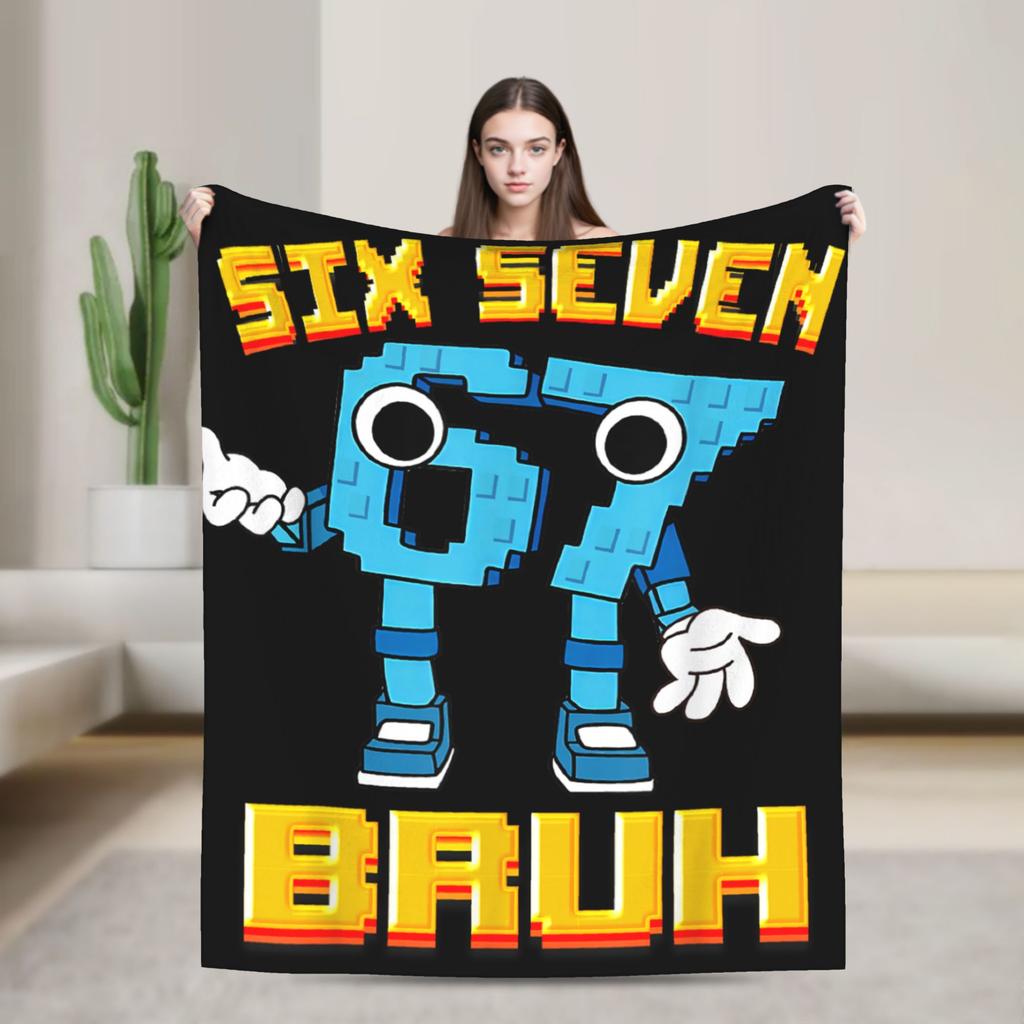 Soft Warm Blanket Children Airplane Travel Meme 6 7 Six Seven Italian Steal a Brainrot 67 Bedding Throws Flannel Bedspread