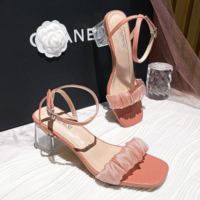 Сандалии для верхней женской одежды, новые одинарные туфли на толстом каблуке, женские с квадратным носком, большого размера, женские туфли 34-42