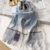 Fresh Blue British Plaid Pure Cashmere Scarf Women's Winter Plaid Scarf Men's New