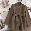 Пальто с длинным рукавом, пиджак с карманом, офисная женская модная верхняя одежда, свободный однотонный элегантный блейзер, осенняя одежда, новые товары, уличная одежда