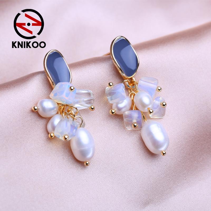 KNIKOO Серьги-капли для женщин, модные серьги с натуральным пресноводным жемчугом, ювелирные изделия для подарков на свадьбу