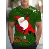 2026 Christmas Theme 3D Printed Crew Neck Short Sleeve Tees Funny Santa Claus Graphic T-shirt for Men Clothing Tops