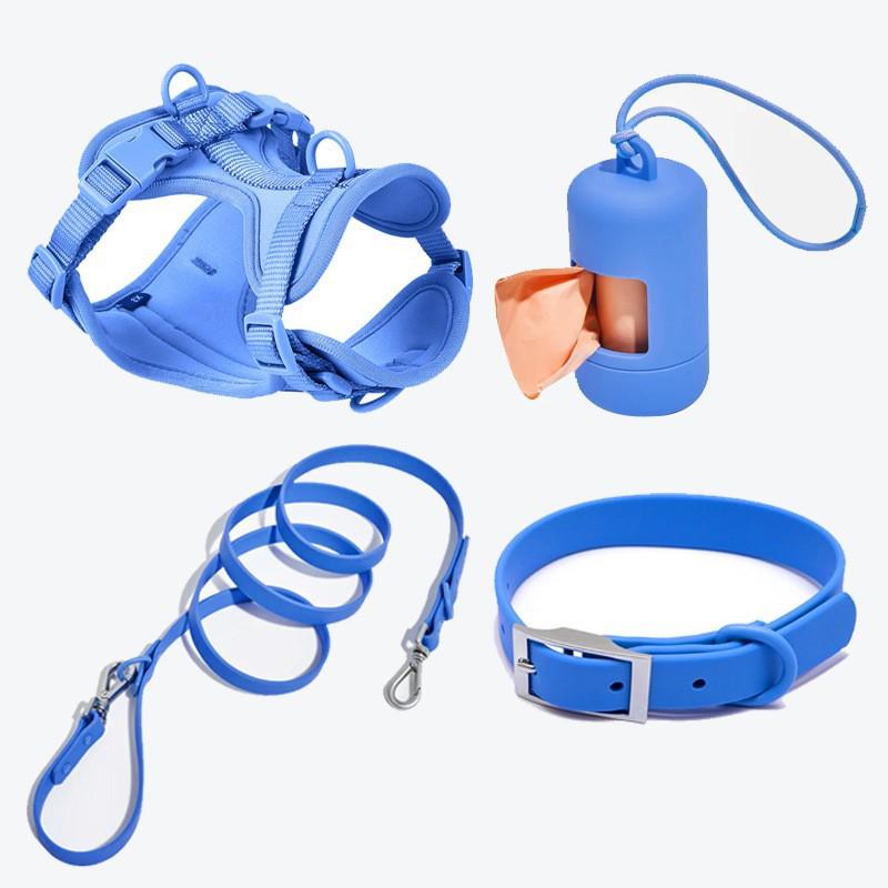 Luxury Fashionable Silicone Dog Harness Set Waterproof Puppy PVC Pet Collar Leash for Training Walks Personalized