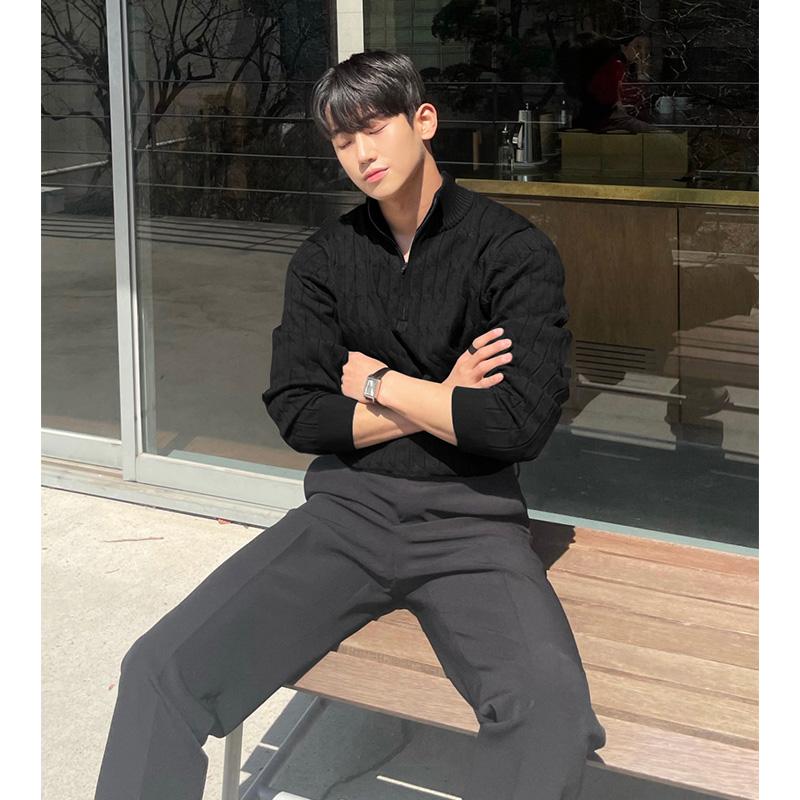 Осенне-зимняя мода, полуводолазка, мужской свитер на молнии, свитер с длинными рукавами, универсальный топ