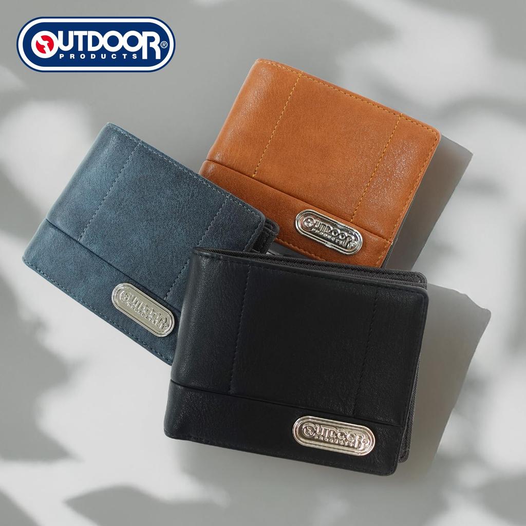 Outdoor Products Bifold Wallet, Synthetic Leather, Card Slots, Bill Slots, Coin Purse, Stitching, Metal Plate, 22469124, Navy