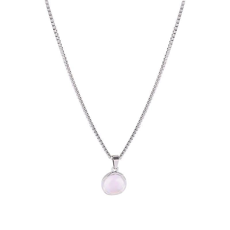 Элегантное ожерелье из титановой стали с лунным камнем: Южнокорейская роскошная ниша для женщин