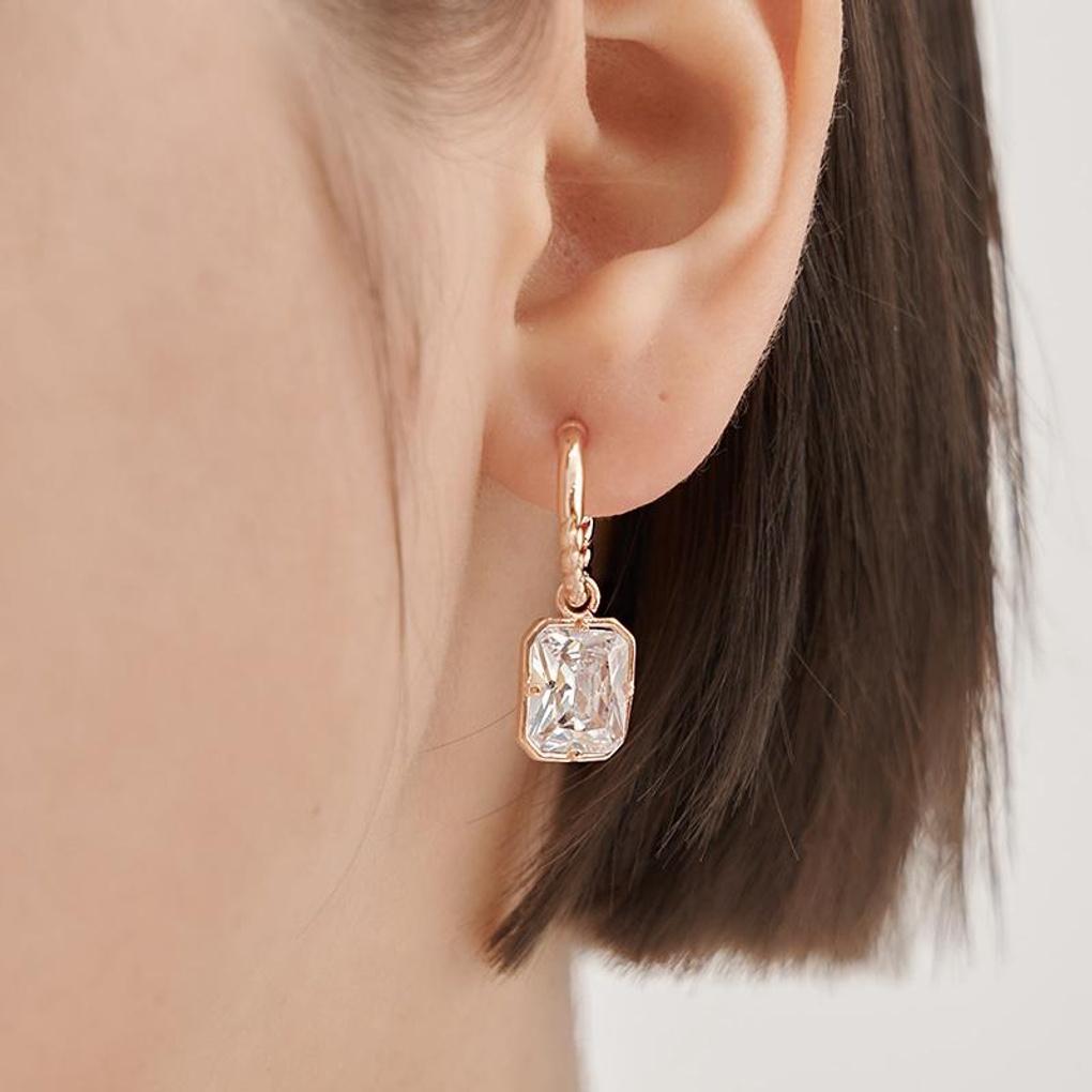 [ELLE Jewelry] 14K GF Square Stone Drop One-Touch Earrings ELGPEE561