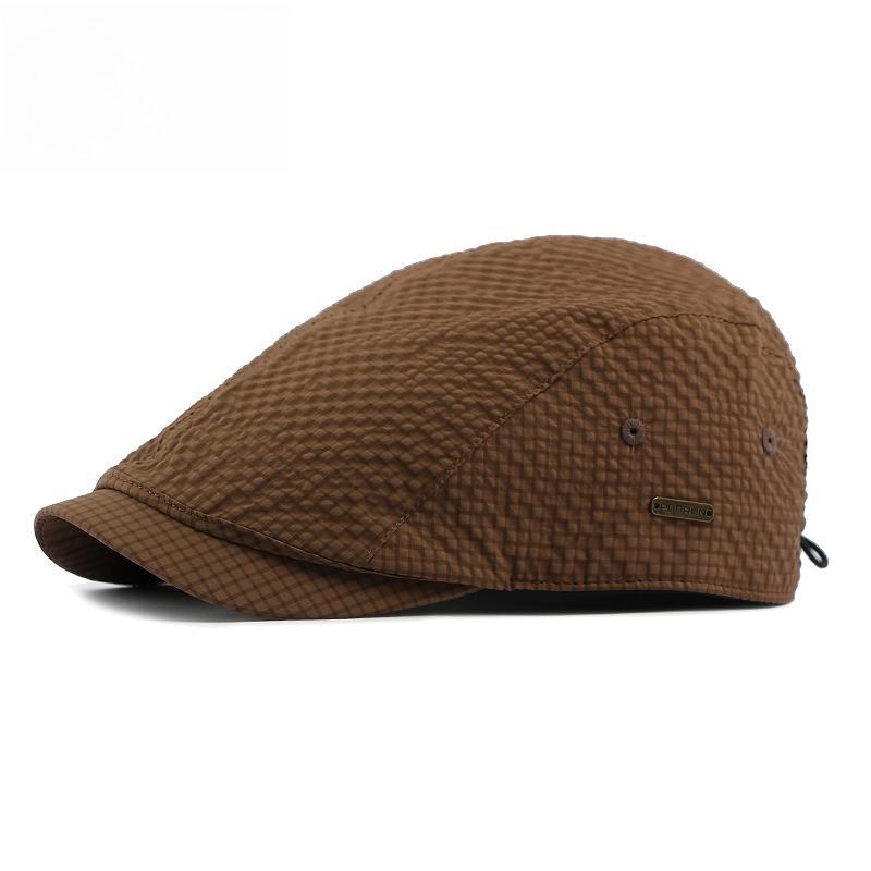 Unisex Water Repellent Flat Cap Spring Summer Waffle Texture Breathable Ivy Cap Retro British Beret Cabbie Hat