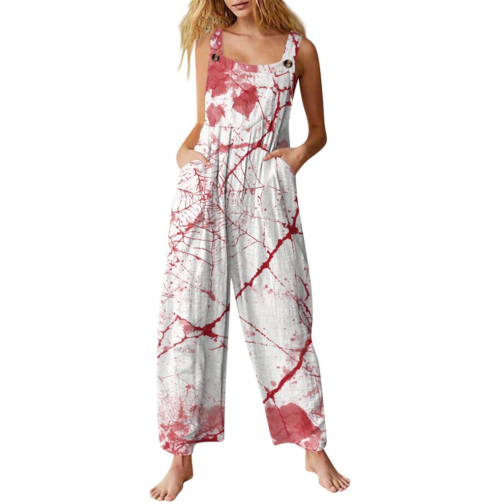 Женский комбинезон с принтом, повседневный свободный комбинезон
