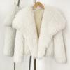 OFTBUY 2025 Winter Women Coat Faux Mongolian Fur Big Turn-down Collar Jacket Puff Artificial Fur Casual Top Outwears Round Collar Solid Streetwears