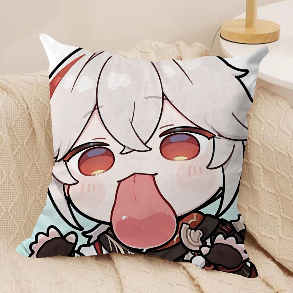Razor Cute Cute Genshin Impact Cushion Cover Silky Short Plush Invisible Zipper Dustproof Sofa Pillow Case For Home Decor