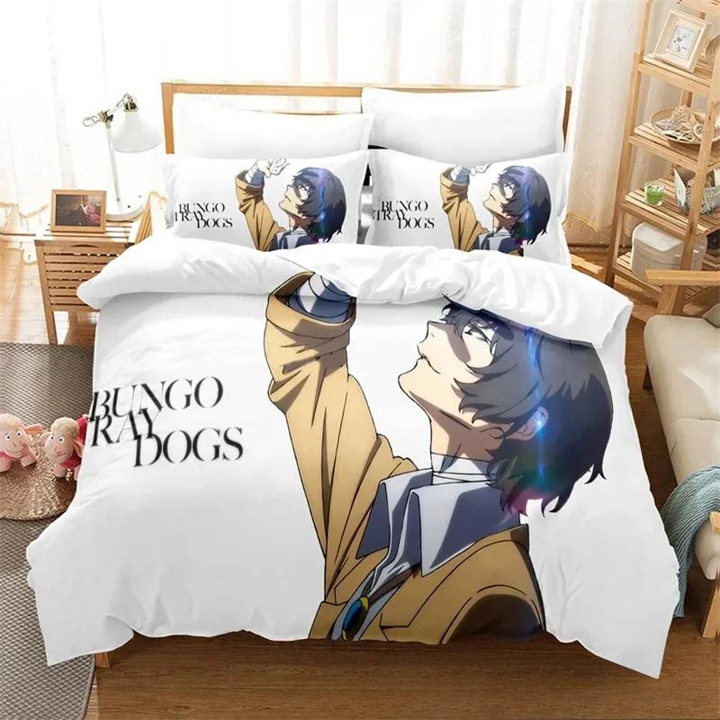 3D Печатный Аниме Набор Постельного Белья Bungo Stray Dogs Пододеяльник Наволочка для Девочек Мальчиков Взрослых Односпальный Двуспальный Размер Queen