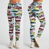 Новые штаны для фитнеса с принтом граффити на автомобилях, штаны для йоги, женские обтягивающие спортивные штаны с высокой талией для йоги