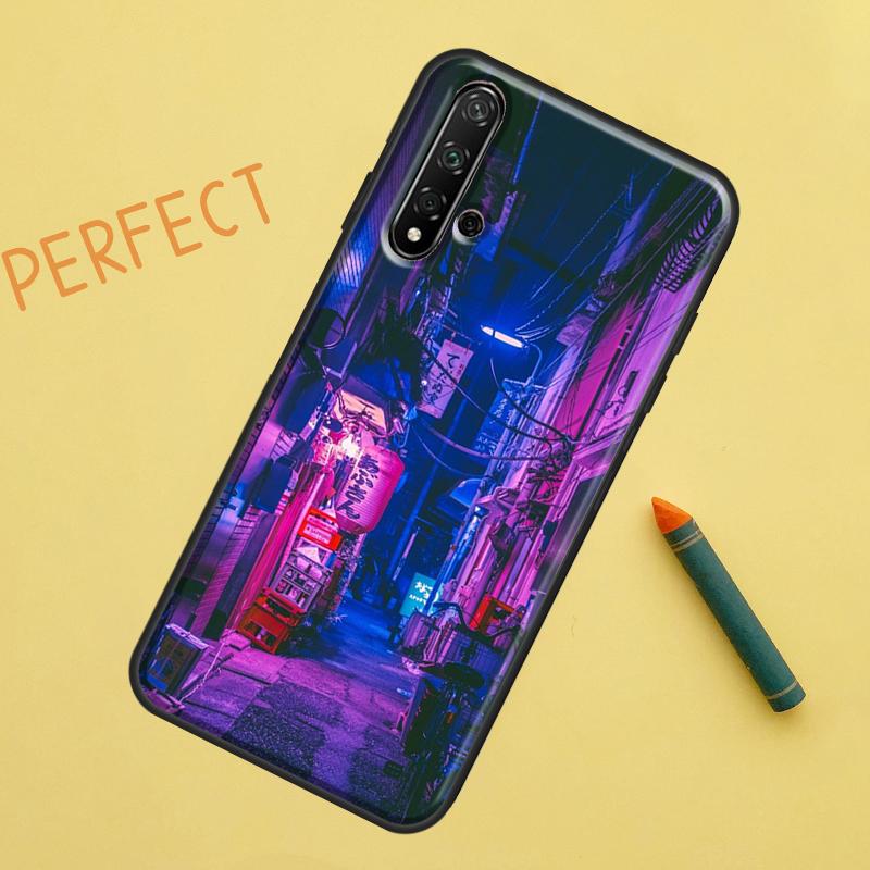 Japanese Night City Aesthetic Case For Huawei Nova 10 9 SE 5T Y90 Y70 Y60 Y61 Nova 3i 7i 8i 11i P20 P40 P30 Lite P60 Pro