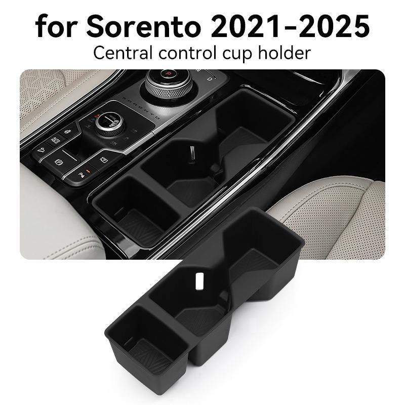 Center Console Storage Box For Kia Sorento 2021-2025 Silicone Car Tray Organizer Interior Accessories Tidying Black Decoration
