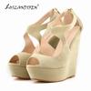 Летние женские босоножки, новые элегантные женские босоножки на платформе с ремешком на щиколотке, сексуальные туфли-лодочки с открытым носком и высоким каблуком, свадебные туфли