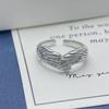 Серебряное кольцо 925 пробы с крылом ангела: Универсальный корейский стиль, легкая роскошь, унисекс, регулируемый.