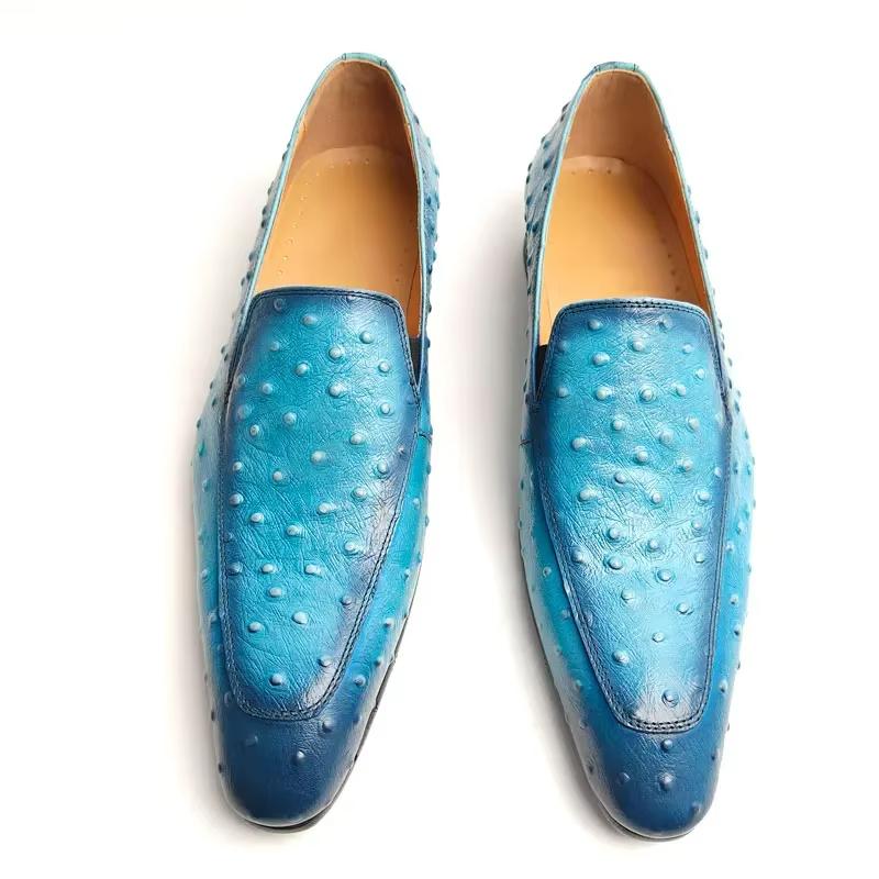 Мода Мода Синие Лоферы для Мужчин Новый Дизайн Слипоны Мужская Классическая Обувь Премиальная Кожа Повседневная Носка Повседневная Удобная Обувь для Вечеринок